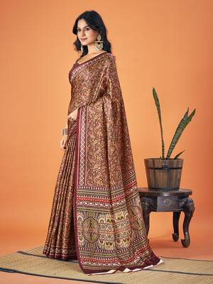 Sangam Prints Multi Color Pashmina Digital Print Party Wear  Pashmina Saree 2