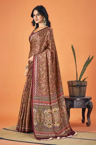 Sangam Prints Multi Color Pashmina Digital Print Party Wear  Pashmina Saree