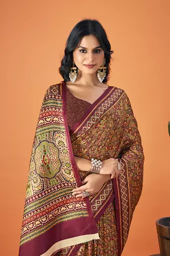 Sangam Prints Multi Color Pashmina Digital Print Party Wear  Pashmina Saree