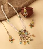 Multicolored Necklace Set with Earrings and Maang Tikka
