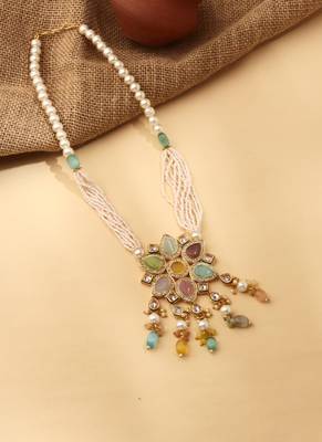 Multicolored Necklace Set with Earrings and Maang Tikka 2