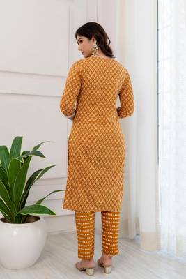 Yellow Printed Kurta set 2