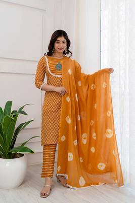 Yellow Printed Kurta set 1