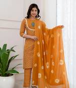 Yellow Printed Kurta set