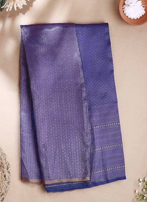Art Silk Navy Blue Printed Saree With Blouse 2