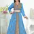 Cyan color Handmade Moroccan Kaftan with hijjab