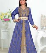 Navy-Blue color luxurious Handmade Moroccan Kaftan with hijjab