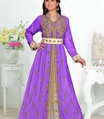 Purple color luxurious Handmade Moroccan Kaftan  with hijjab