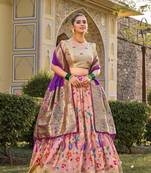 Women's Jacquard Silk With Weaving Zari Work Lehenga Choli 