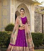 Women's Jacquard Silk With Weaving Zari Work Lehenga Choli 