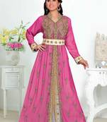 Wine color luxurious Handmade Moroccan Kaftan with hijjab