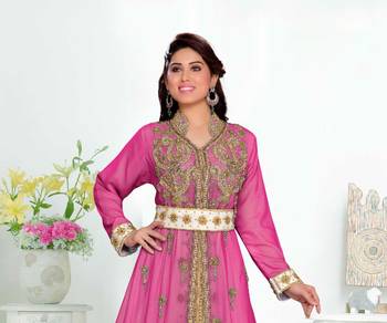 Wine color Handmade Moroccan Kaftan with hijjab 2