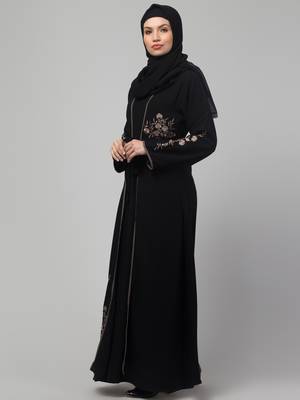 Women stylish embroidered traditional Muslim wear Abaya shrug 3
