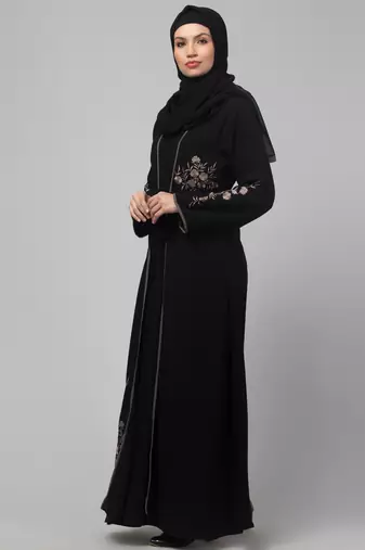 Women stylish embroidered traditional Muslim wear Abaya shrug