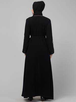 Women stylish embroidered traditional Muslim wear Abaya shrug 4