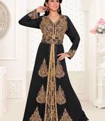 Black color luxurious Full Sleeves Handmade Moroccan Kaftan with hijjab