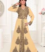 Beige color luxurious Full Sleeves Handmade Moroccan Kaftan .