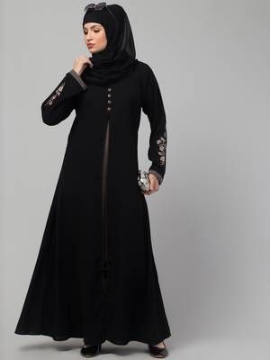 Women stylish double color embroidered abaya  1