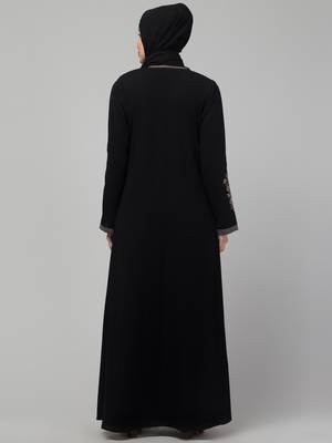 Women stylish double color embroidered abaya  2