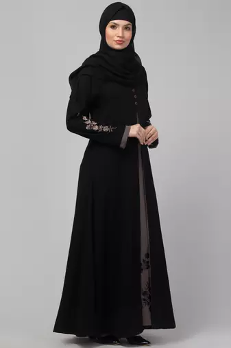 Women stylish double color embroidered abaya 