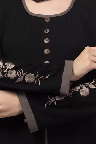 Women stylish double color embroidered abaya 