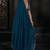 Teal blue coloured sequined zari resham embroidered chiffon silk saree with blouse piece