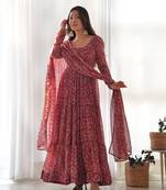 Fusionic maroon  ethnic-suits with dupatta