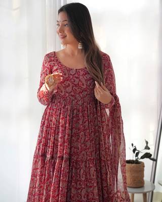 Fusionic maroon  ethnic-suits with dupatta 3