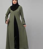 Latest stylish double color embroidered women wear abaya