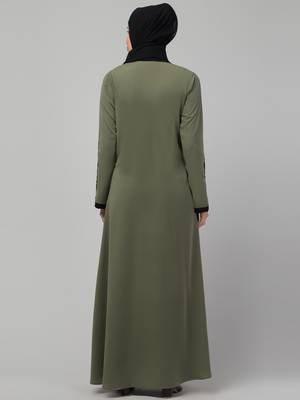 Latest stylish double color embroidered women wear abaya 2
