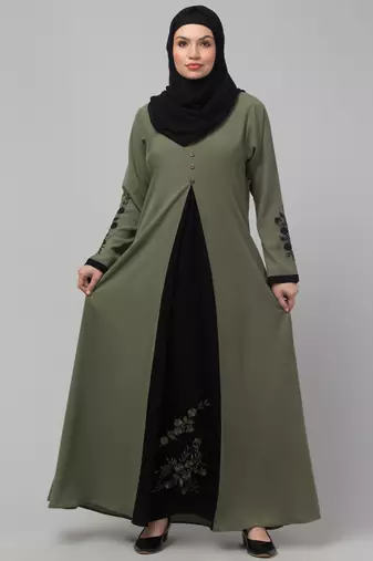 Latest stylish double color embroidered women wear abaya