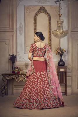 Glamorous Maroon Colour Classy Embroidered Partywear Ethnic Lehenga 2