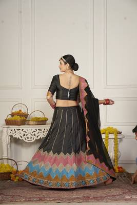 Glamorous Black Colour Classy Embroidered Partywear Ethnic Lehenga 2