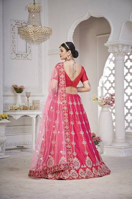 Glamorous Pink Colour Classy Embroidered Partywear Ethnic Lehenga 2
