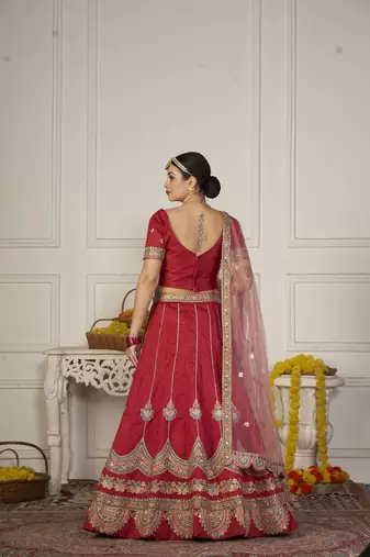 Maroon Colour Embroidered Partywear Girlish Lehenga
