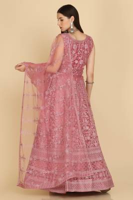 Pink Colour Embroidered Partywear Girlish Lehenga 2