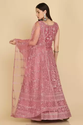Pink Colour Embroidered Partywear Girlish Lehenga