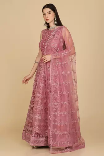 Pink Colour Embroidered Partywear Girlish Lehenga