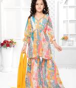 Functionaldesigner multi digital flower print on georgette shrara suit