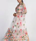 White Colour Embroidered Partywear Girlish Lehenga