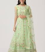 Parrot Green Colour Embroidered Partywear Girlish Lehenga