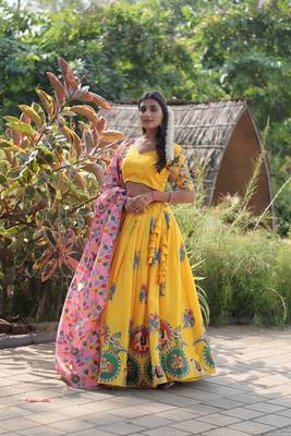Yellow Beautifully Printed Fancy Girlish Partywear Lehenga Choli 2