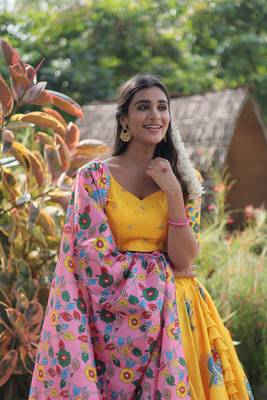Yellow Beautifully Printed Fancy Girlish Partywear Lehenga Choli 3