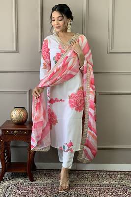 Graceful and smart looking white colour ethnic partywear girlish readymade dress 3
