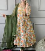 Graceful and smart looking orange colour ethnic partywear girlish readymade dress