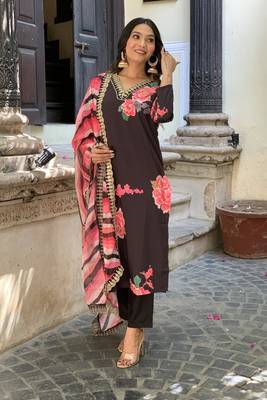 Graceful and smart looking black colour ethnic partywear girlish readymade dress 1