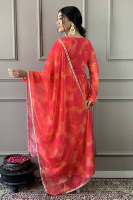 Red colour trendy partywear smart embroidered suit for graceful looks 2