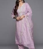 Onion colour trendy partywear smart embroidered suit for graceful looks