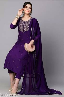 Purple colour trendy partywear smart embroidered suit for graceful looks 3