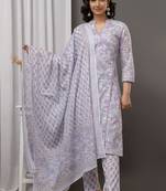 Ethnic purple colour cotton fabric angarakha pattern suit for trendy looks